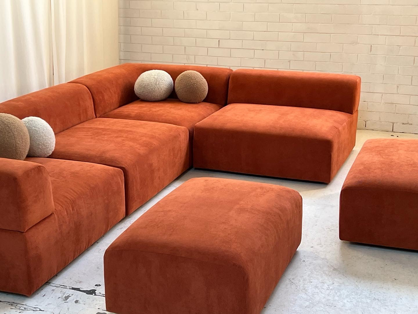Bespoke Large Corduroy Modular Sofa Set