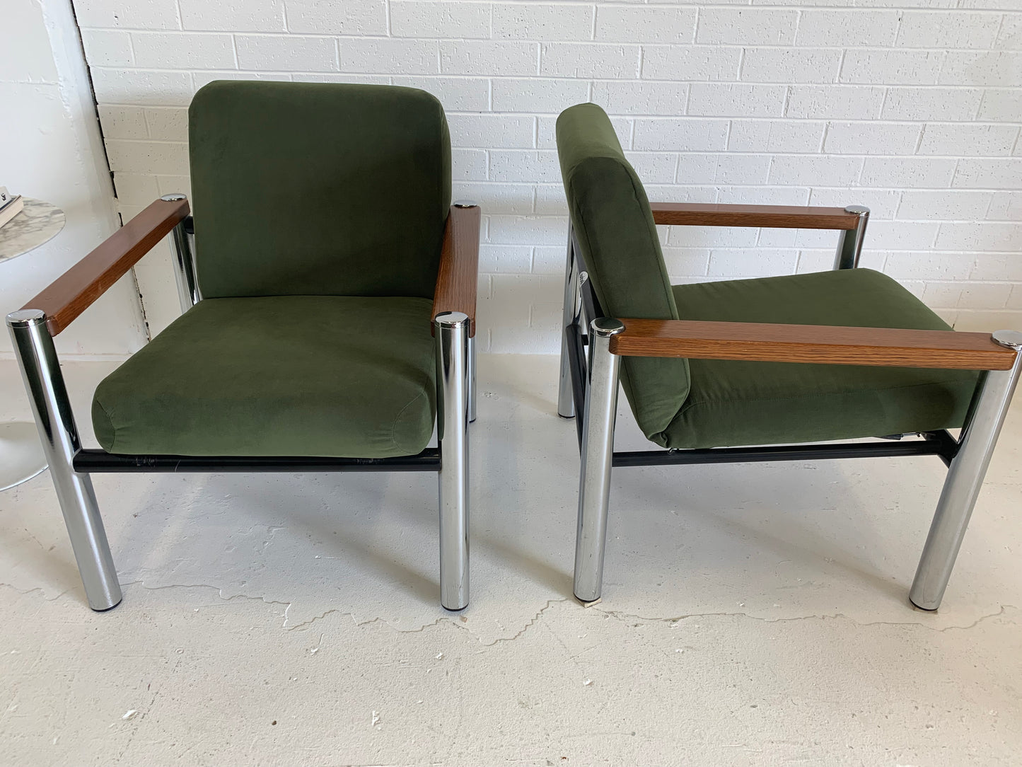 Vintage Teak and Chrome Sebel Armchairs