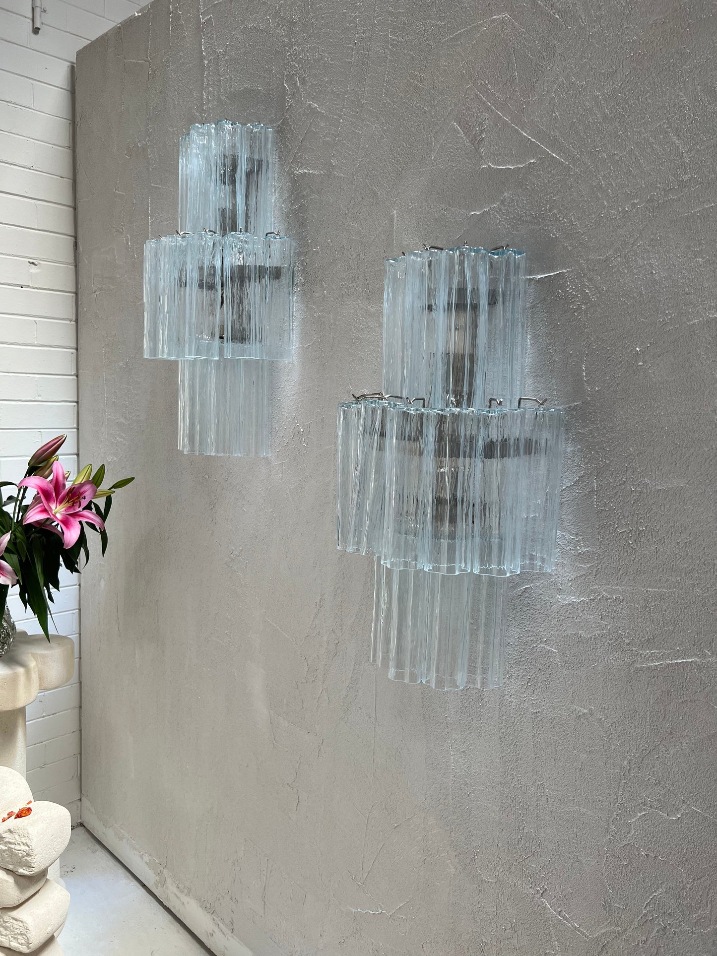 Murano Sconce - Venini TRONCHI CLEAR - One Available