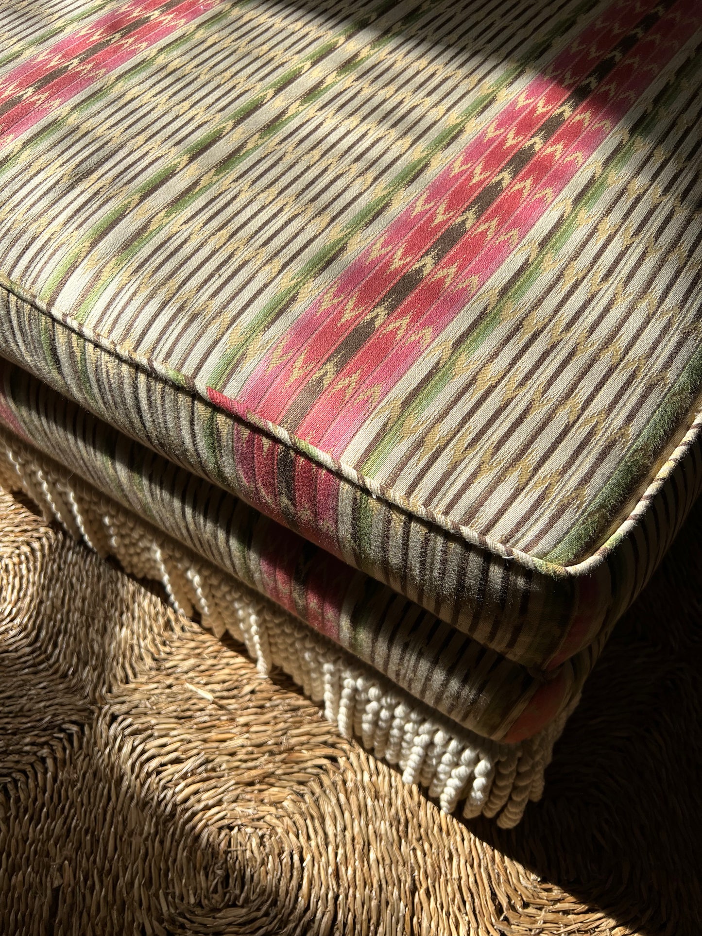 Oversized Ottoman with Bullion Fringe Skirt