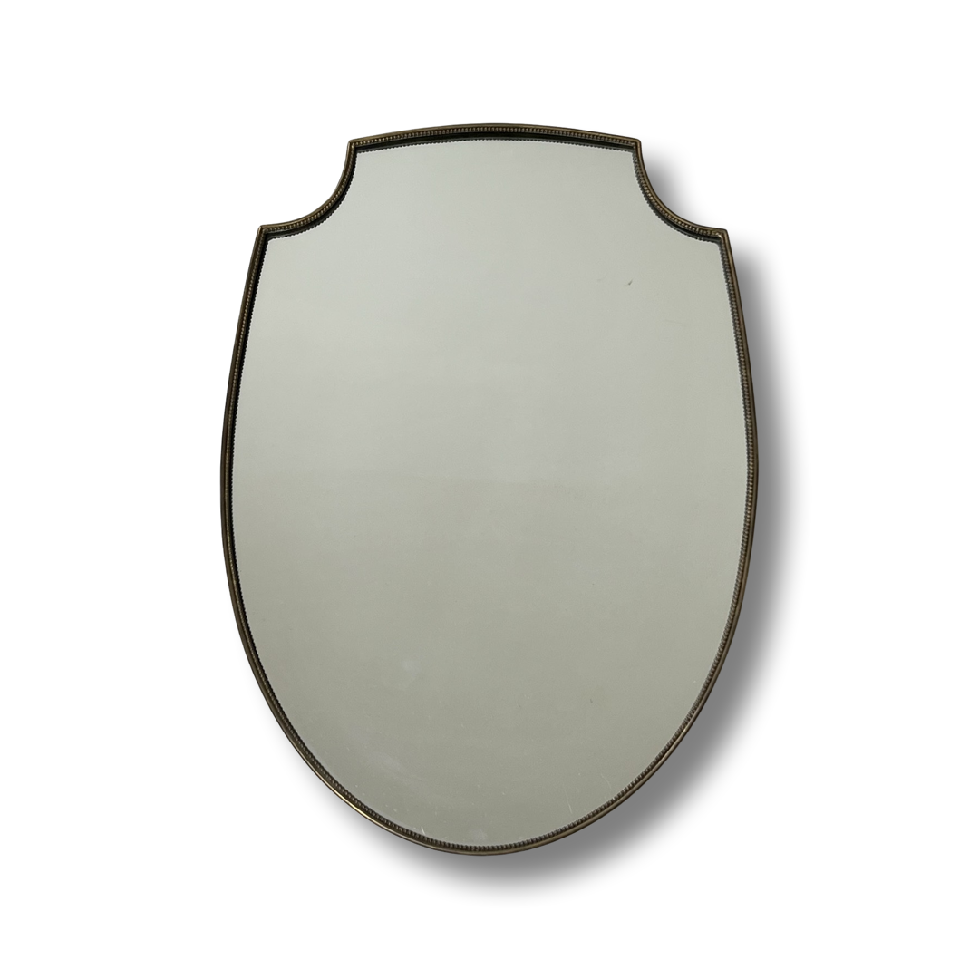 1950s Italian Brass Mirror - Beaded Shield