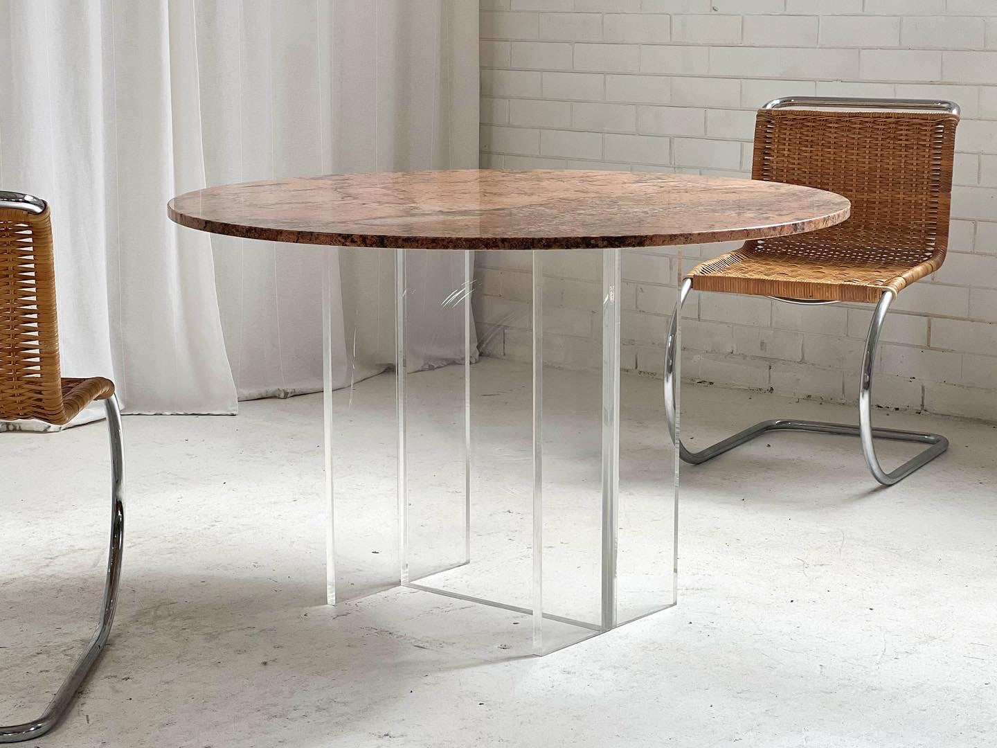 Custom Lucite Stone Table