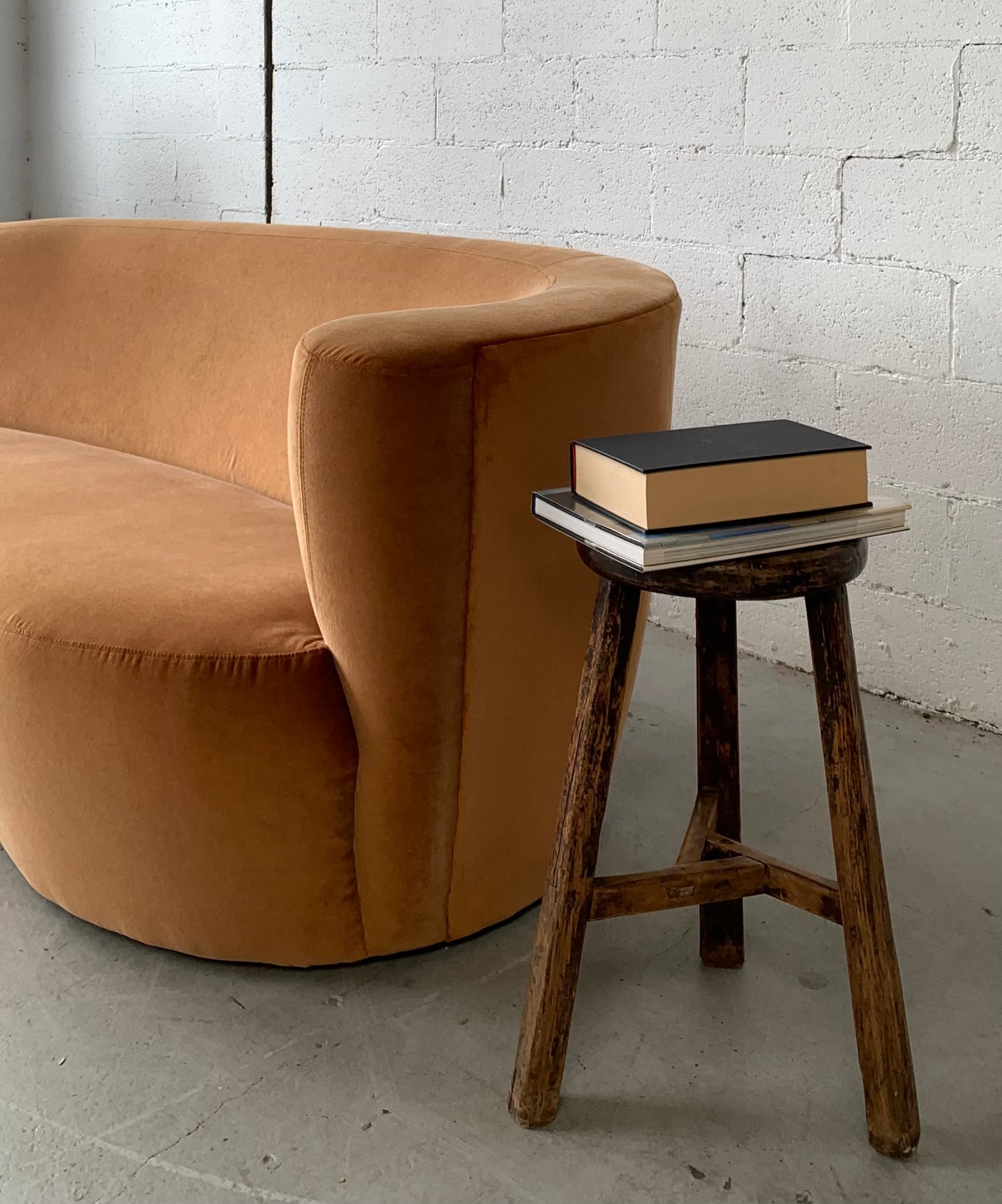 Bespoke Curved Sofa in Ginger Velvet