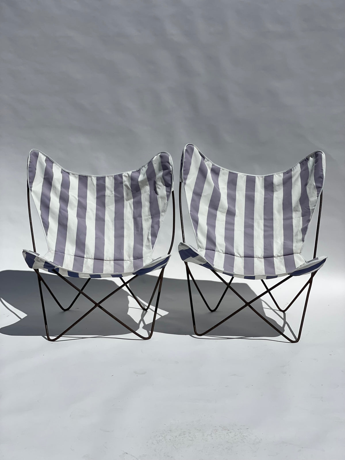 Striped Butterfly Chairs - Two Available