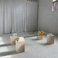 Vintage Glass & Travertine Coffee Table