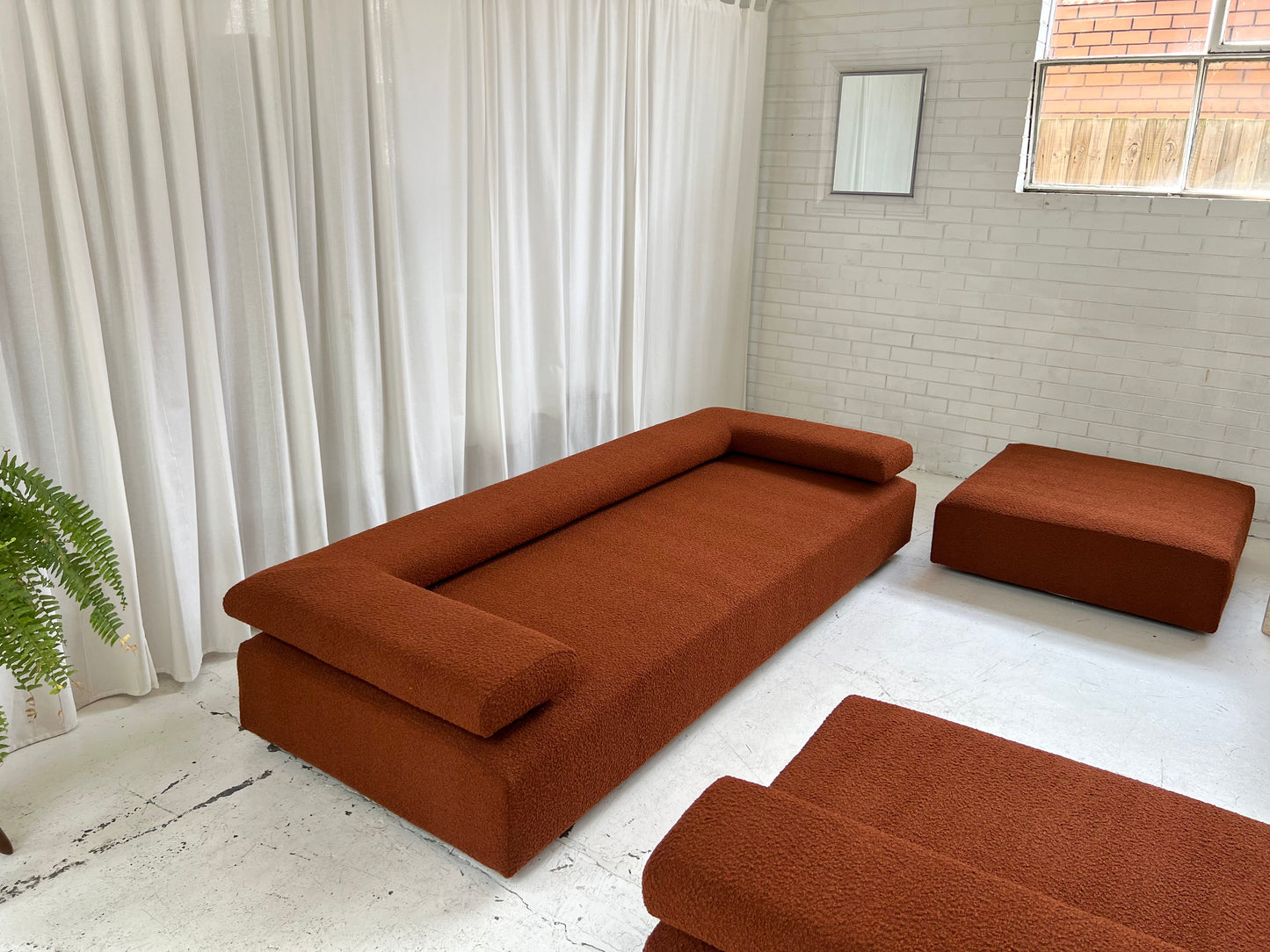- Bespoke Rust Boucle Modular Sofa Set