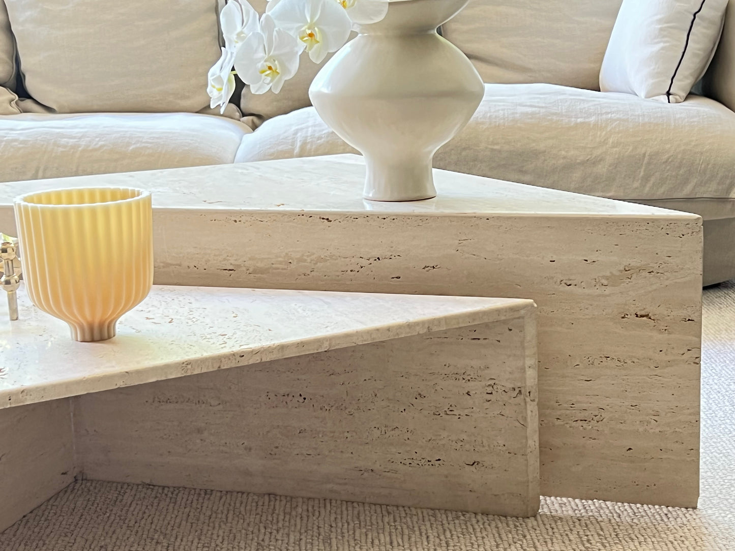 Vintage Italian Split Unfilled Travertine Coffee Table