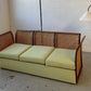 Refurbished Velvet & Rattan Sofa, Circa 1960-70