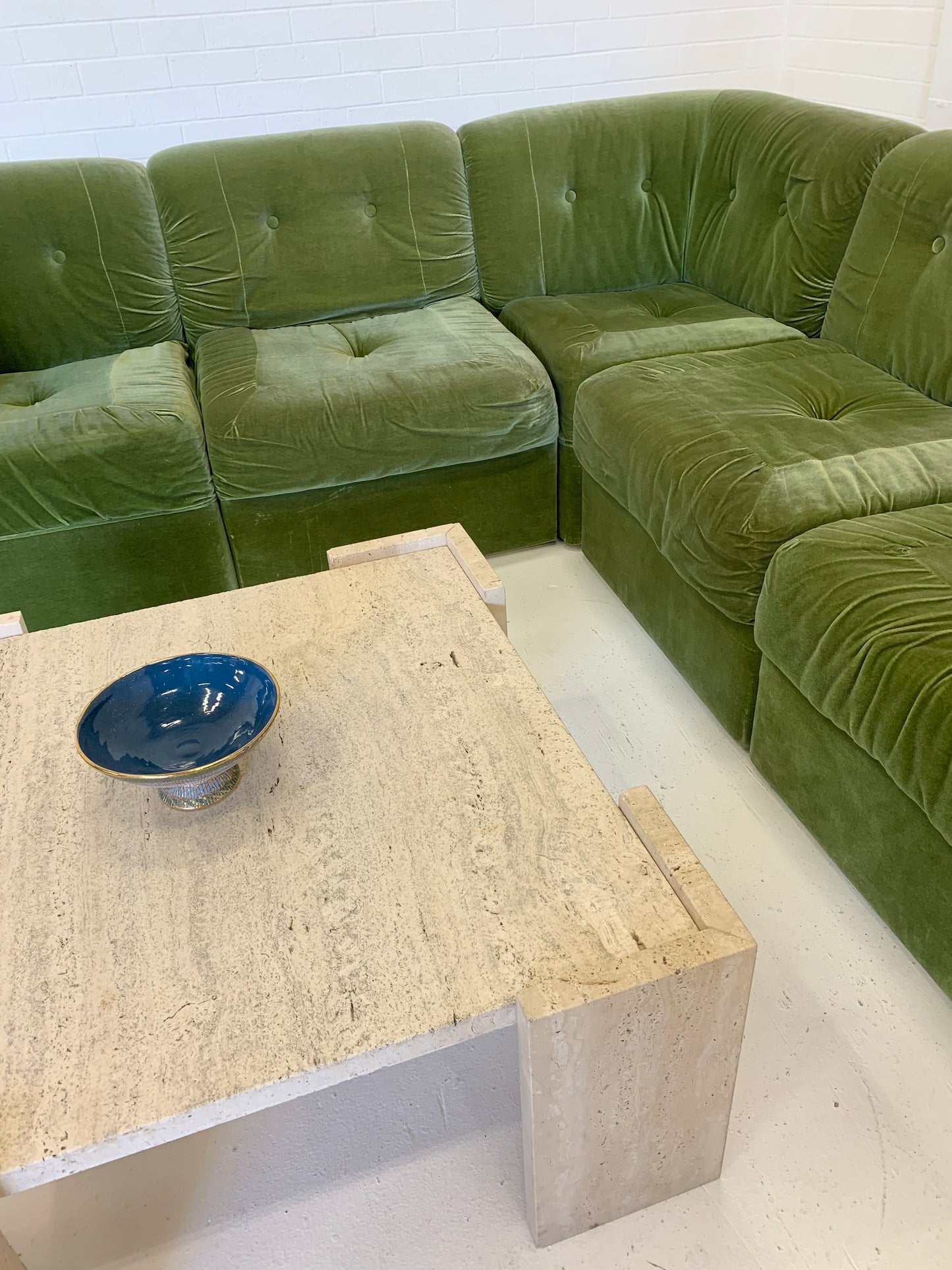 Vintage Unfilled Travertine Coffee Table