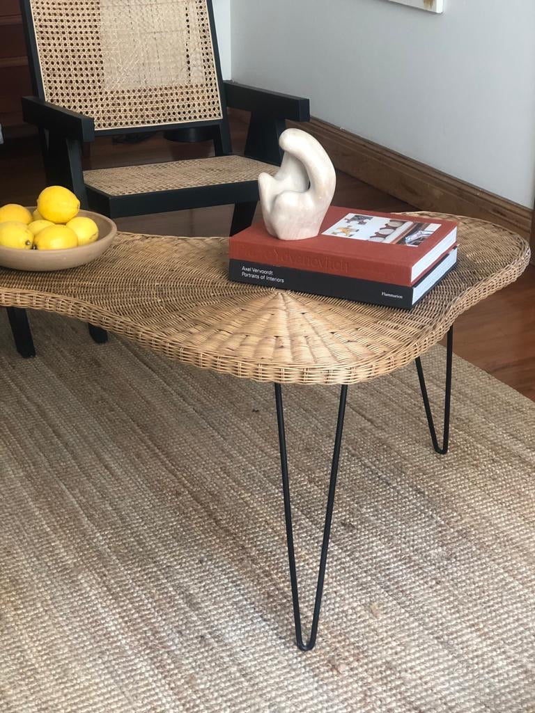 1950s Boomerang Wicker Coffee Table