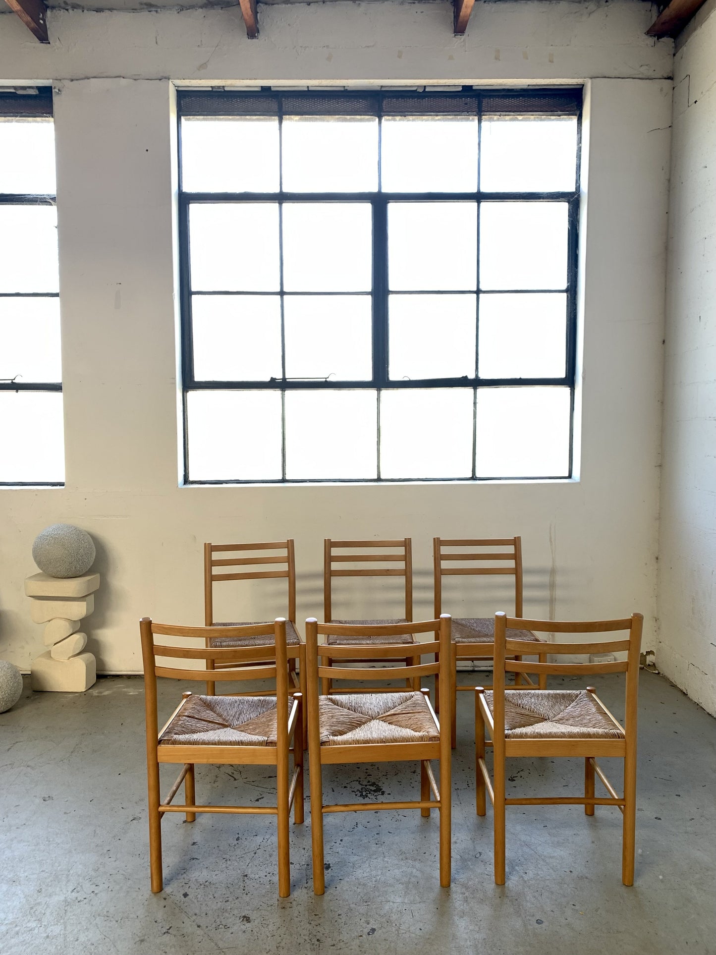 Set of Six Rush Dining Chairs