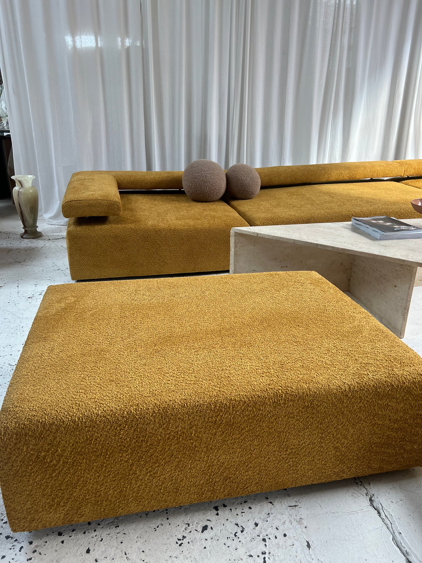 - Bespoke Large Mustard Bouclé Modular Sofa
