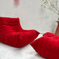 Vintage Ligne Roset Togo Fireside & Ottoman Set - Red Suede