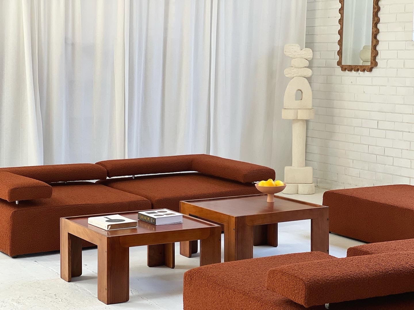 Large Bespoke Rust Boucle Modular Sofa