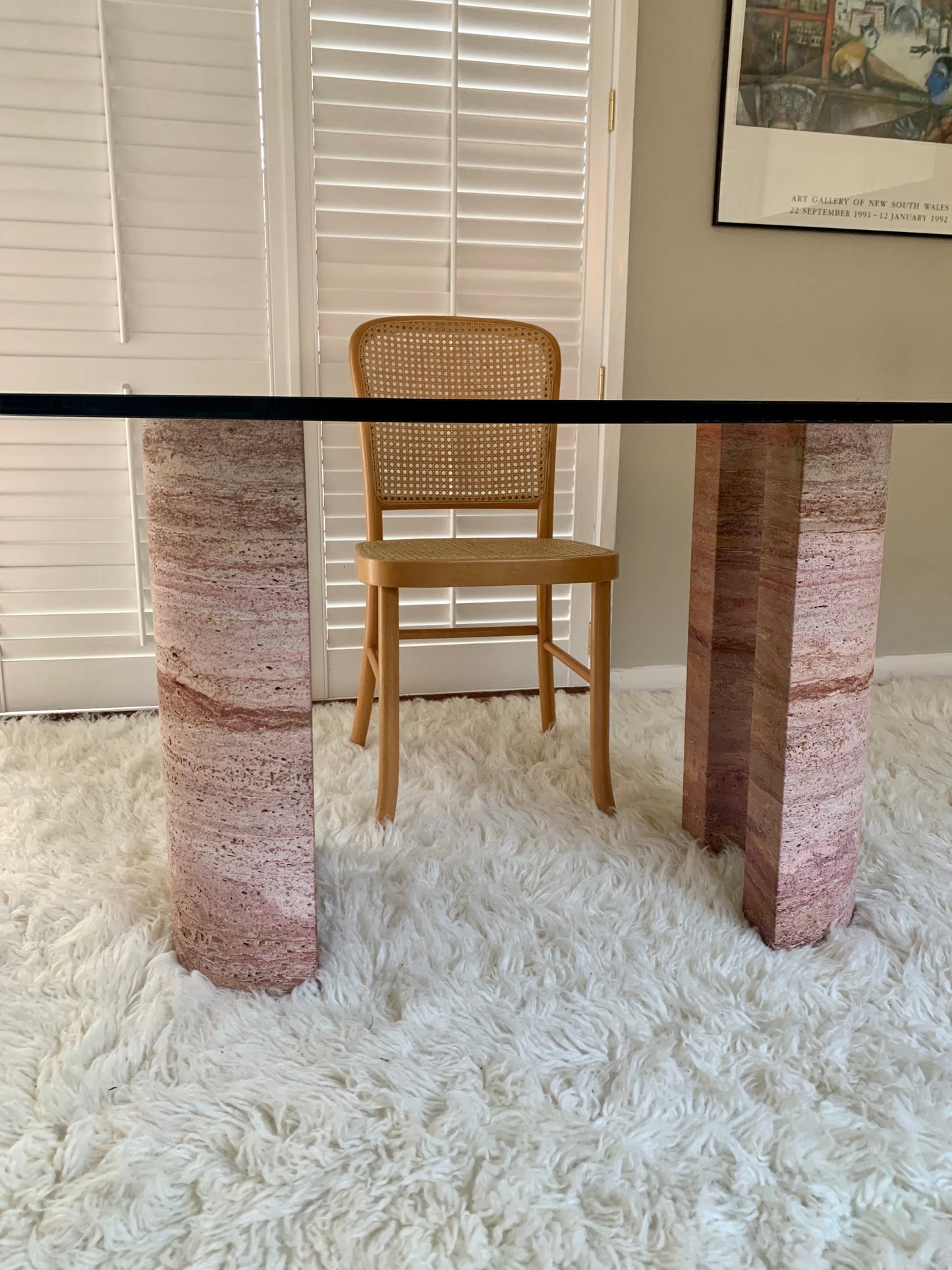Rare Pink Travertine Table