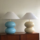 Powder Blue Double Bubble Lamp with White Conical Shade