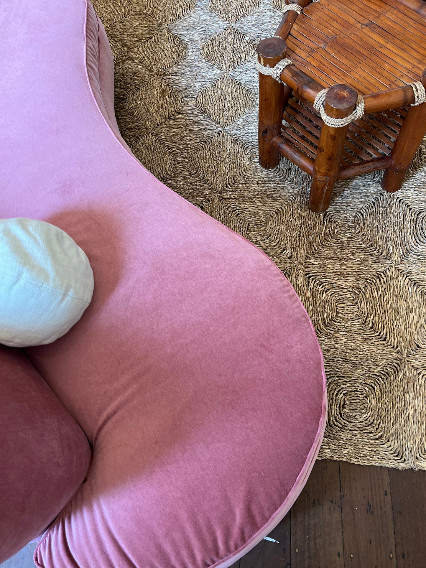 Sculptural Pink Velvet Sofa