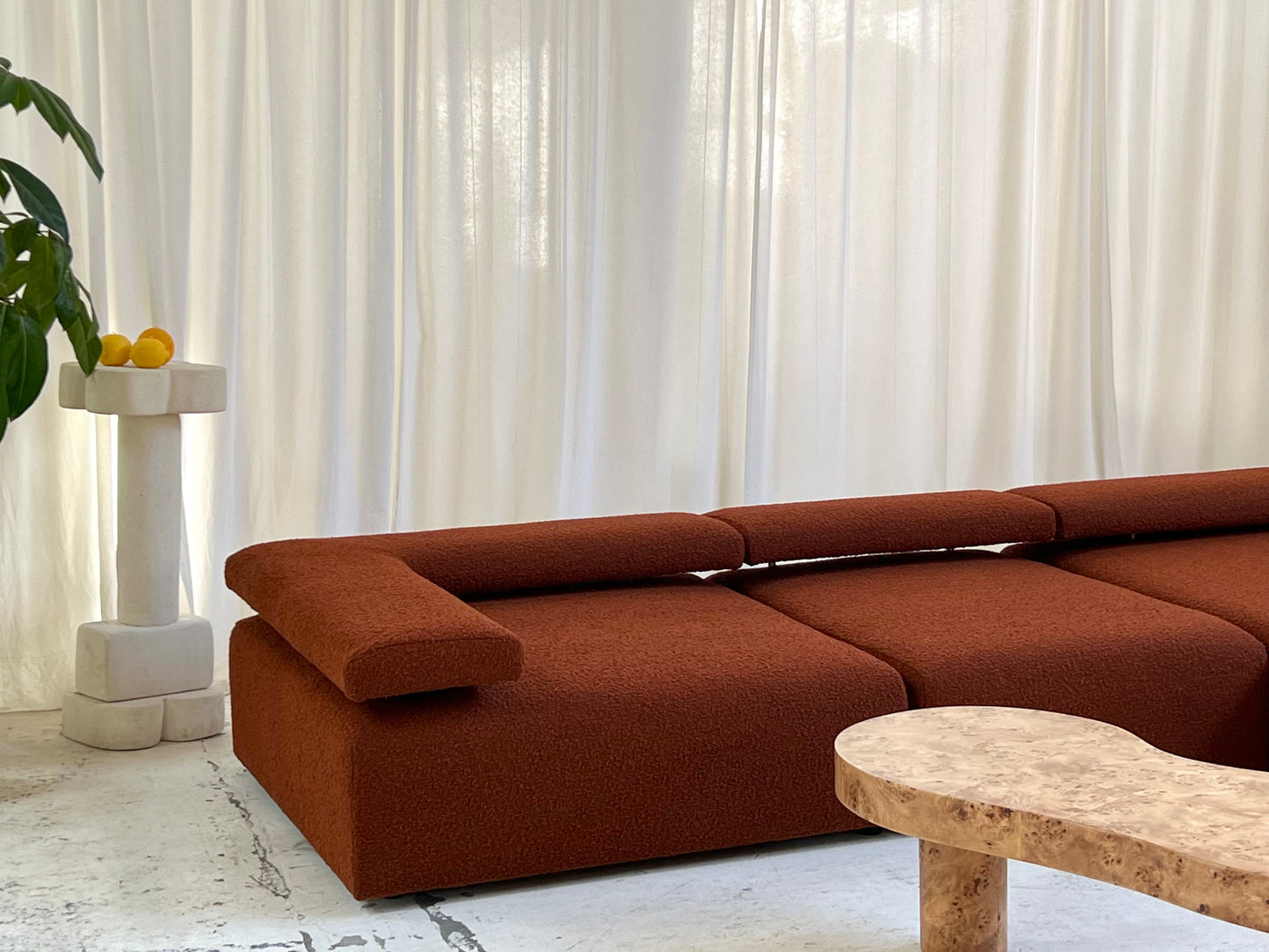 Large Bespoke Rust Boucle Modular Sofa