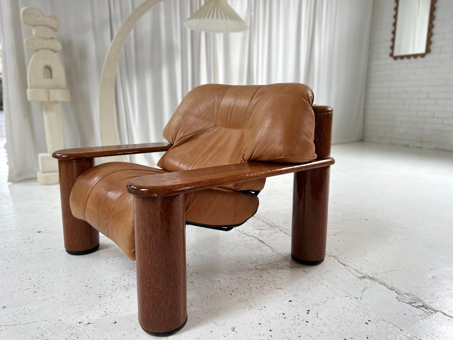 - Pacific Green Tan Leather Armchair