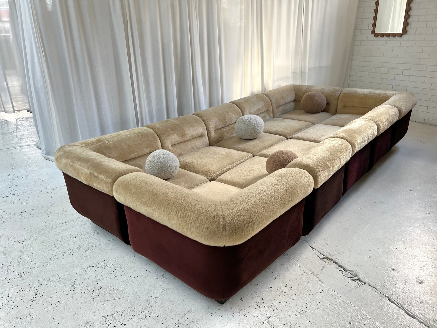 - Vintage VandeRoza Furry Five Piece Modular Sofa - One Set Available