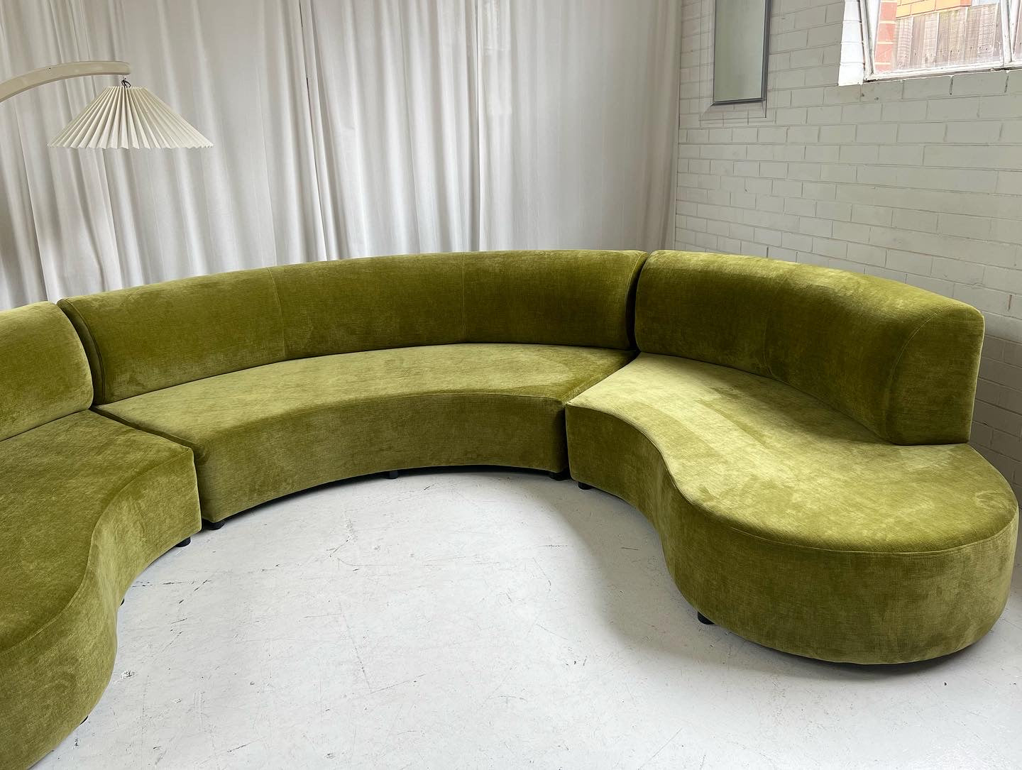 - Bespoke Olive Velvet Curved Modular Sofa