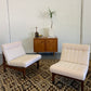 Mid Century European Armchair Reupholsteted in Cream Boucle