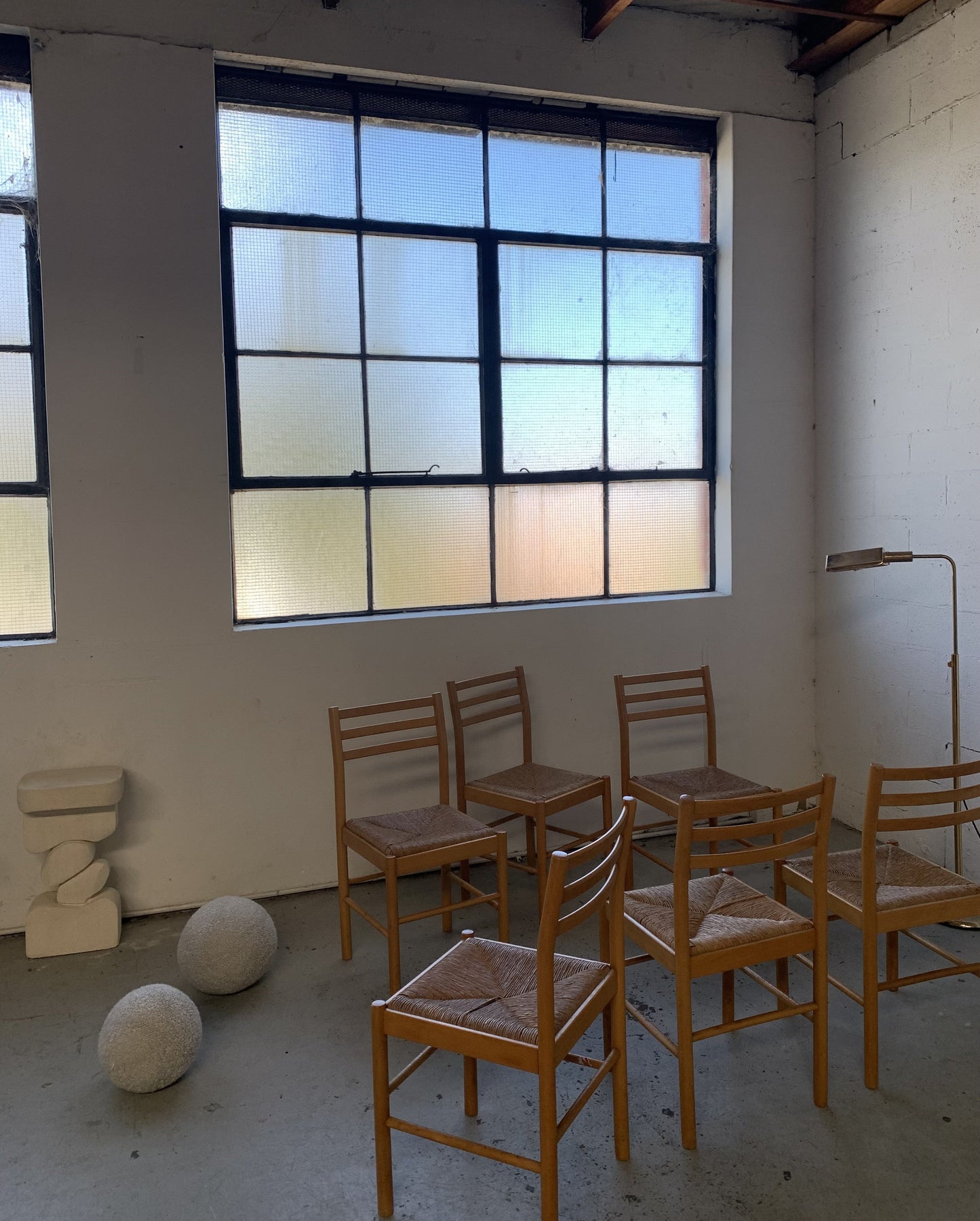 Set of Six Rush Dining Chairs