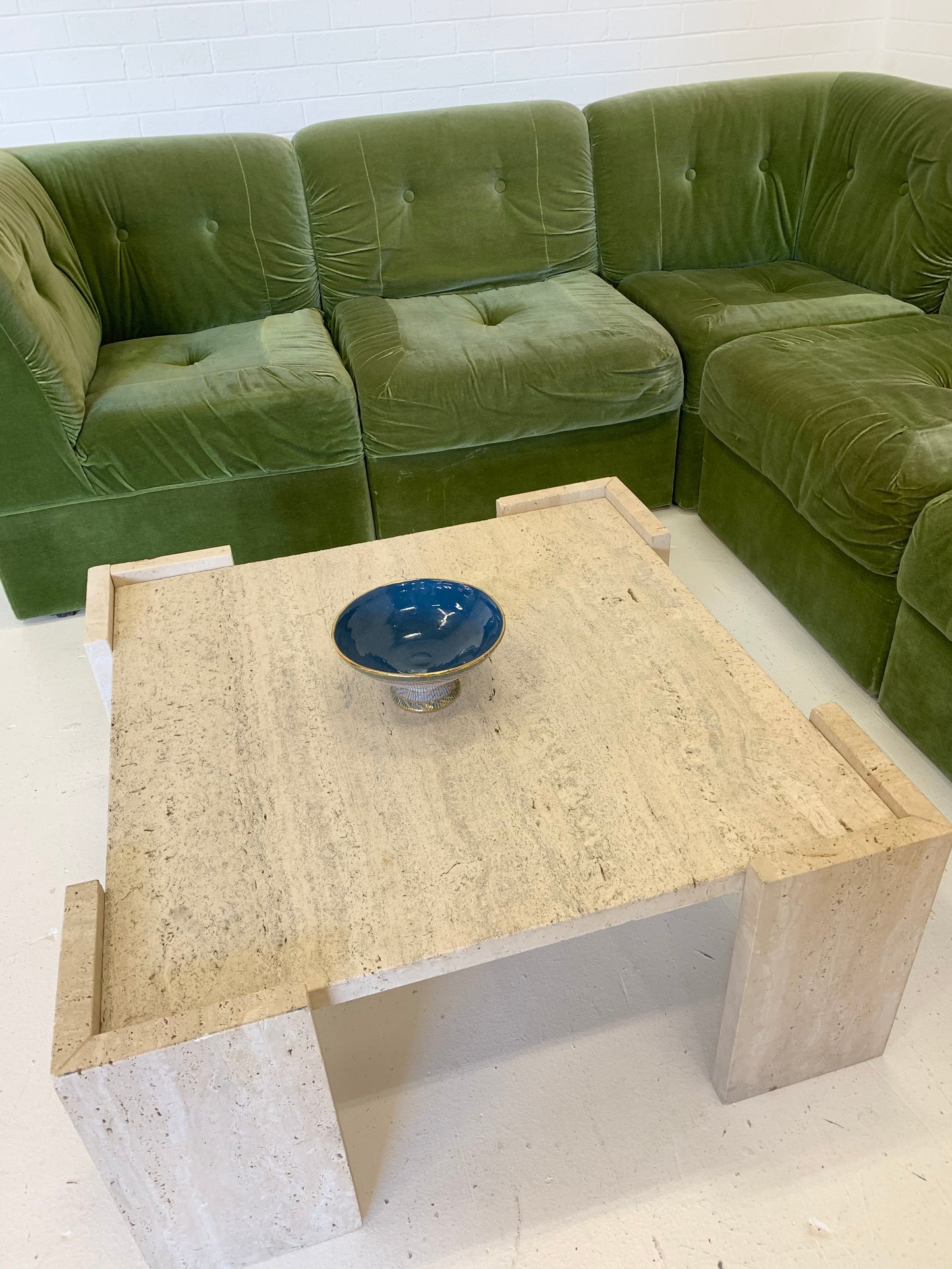 Vintage Unfilled Travertine Coffee Table