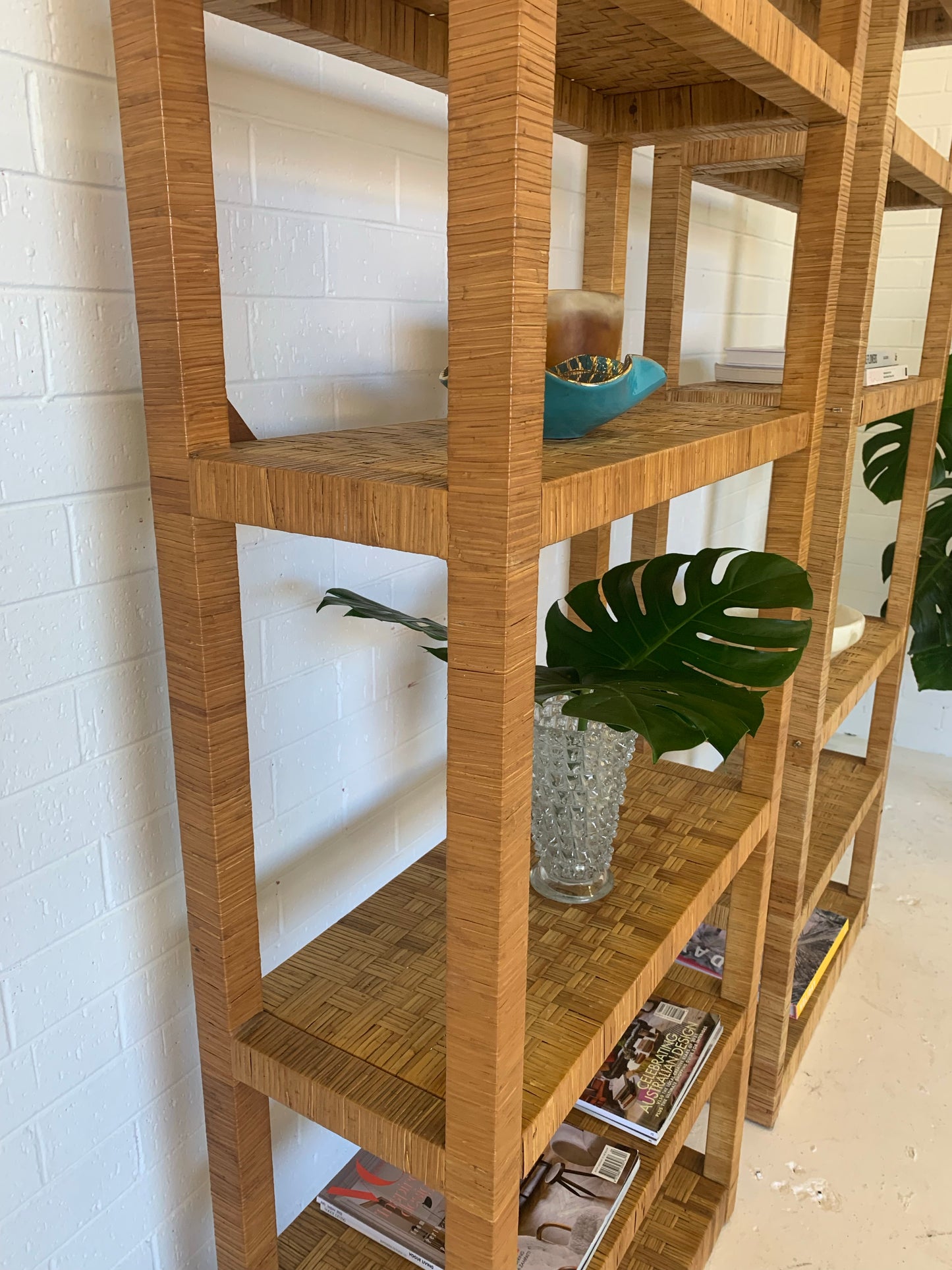 Vintage Rattan Bookshelf