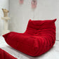 Vintage Ligne Roset Togo Fireside & Ottoman Set - Red Suede