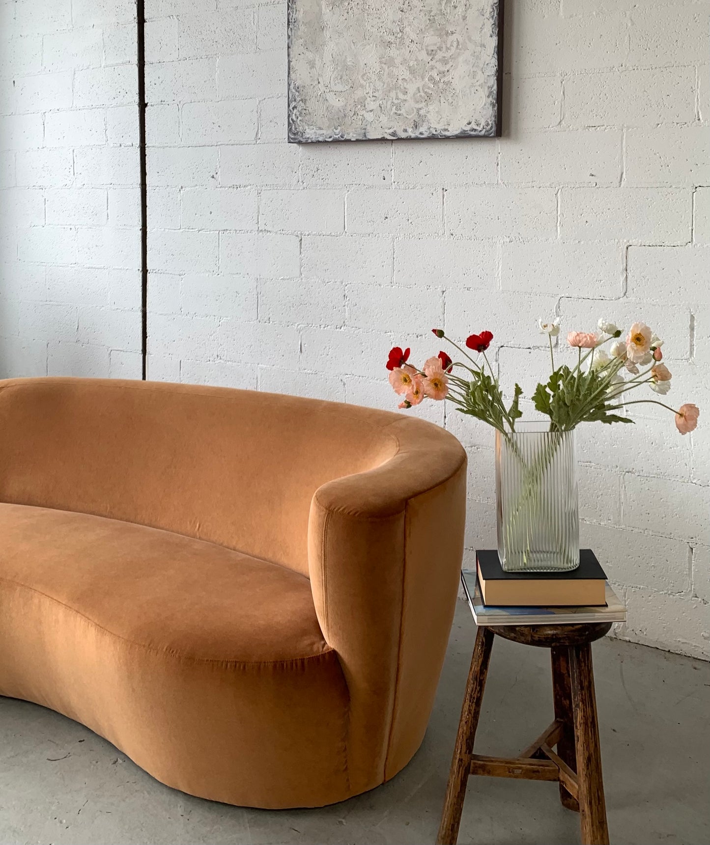 Bespoke Curved Sofa in Ginger Velvet