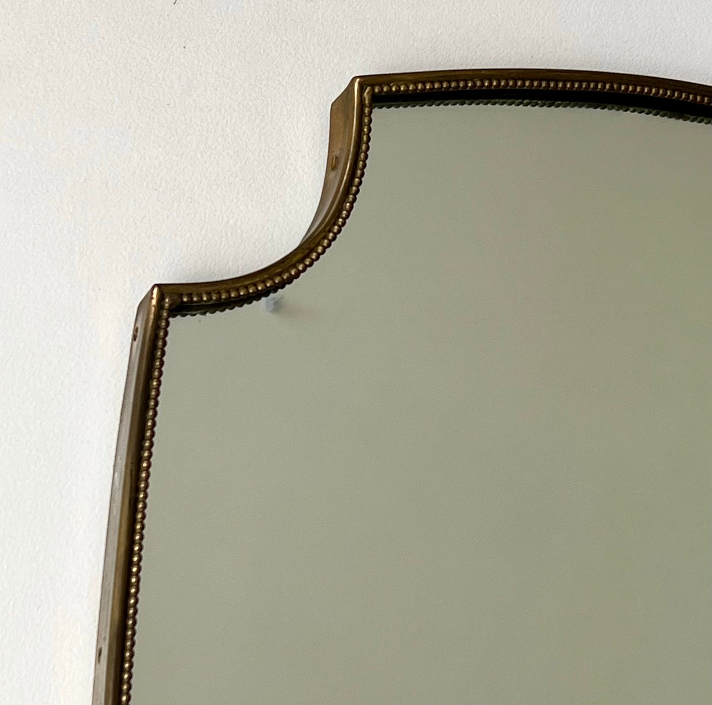 1950s Italian Brass Mirror - Beaded Shield