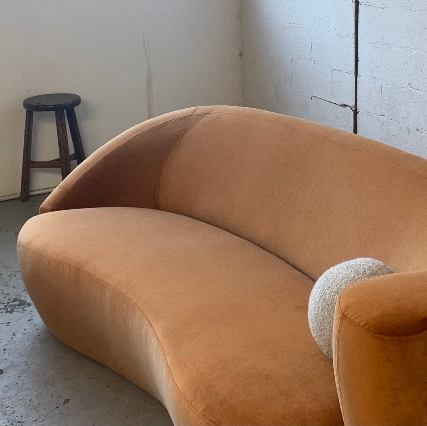 Bespoke Curved Sofa in Ginger Velvet