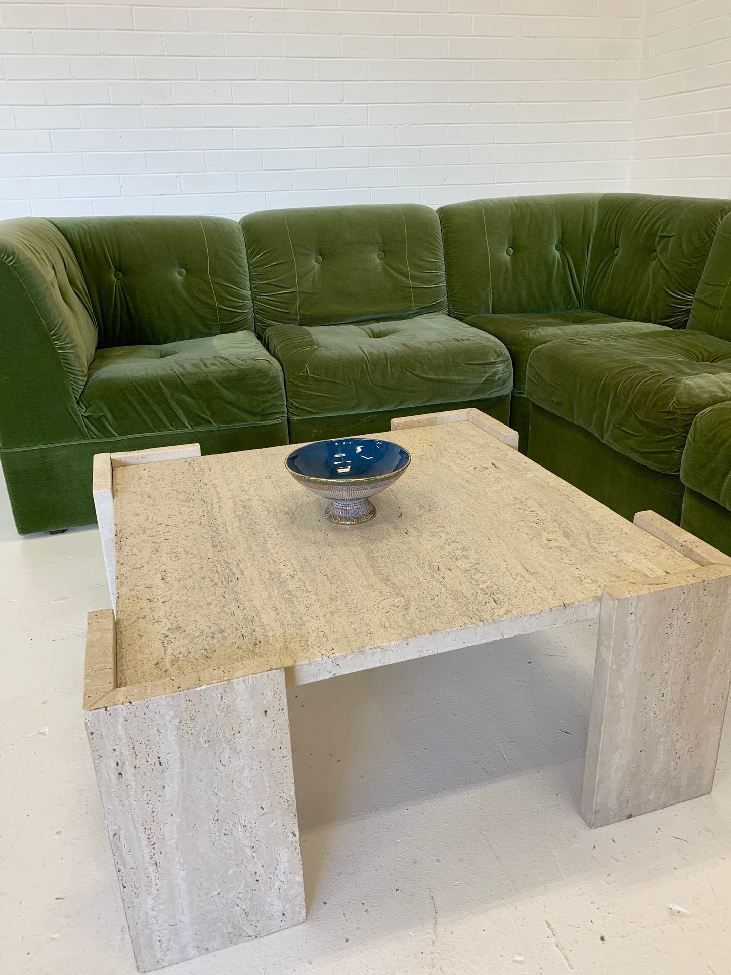 Vintage Unfilled Travertine Coffee Table