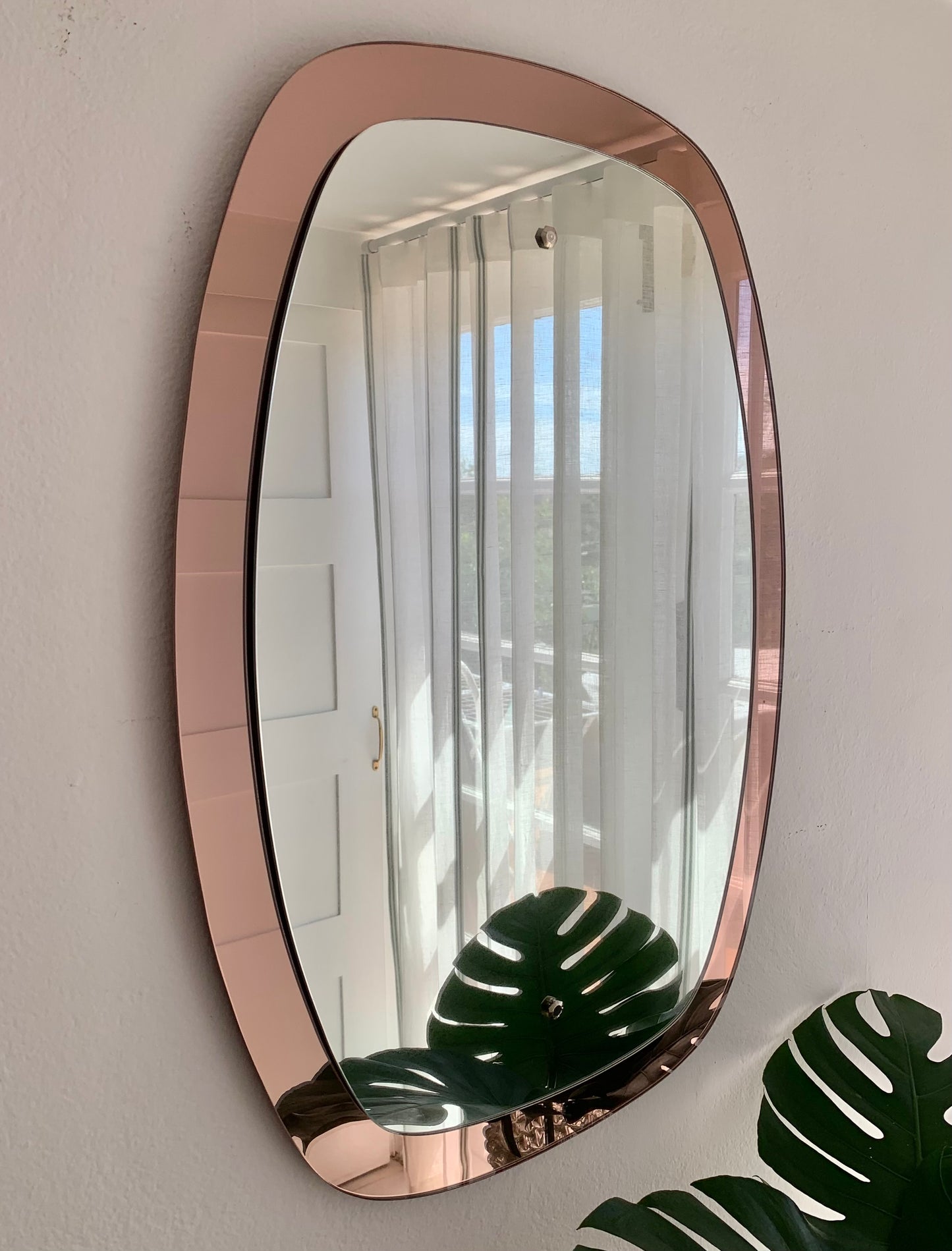 Italian 1950’s Pink Glass Mirror