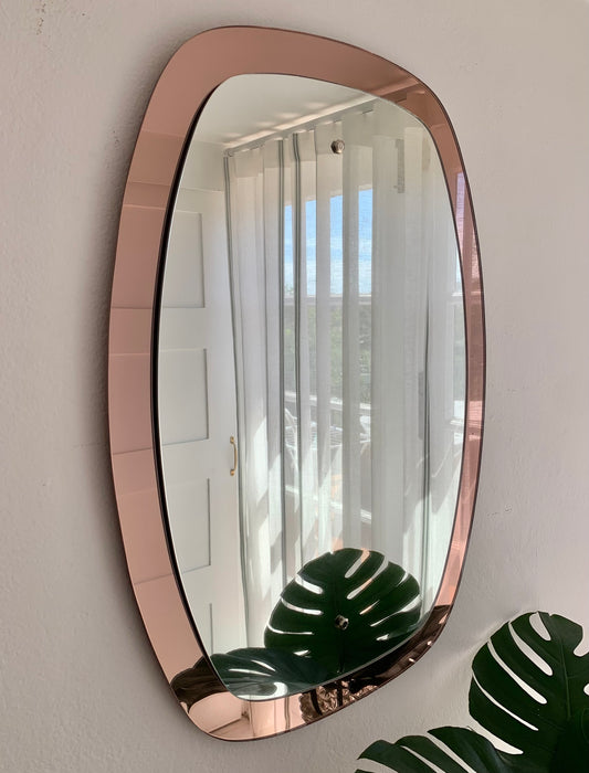 Italian 1950’s Pink Glass Mirror
