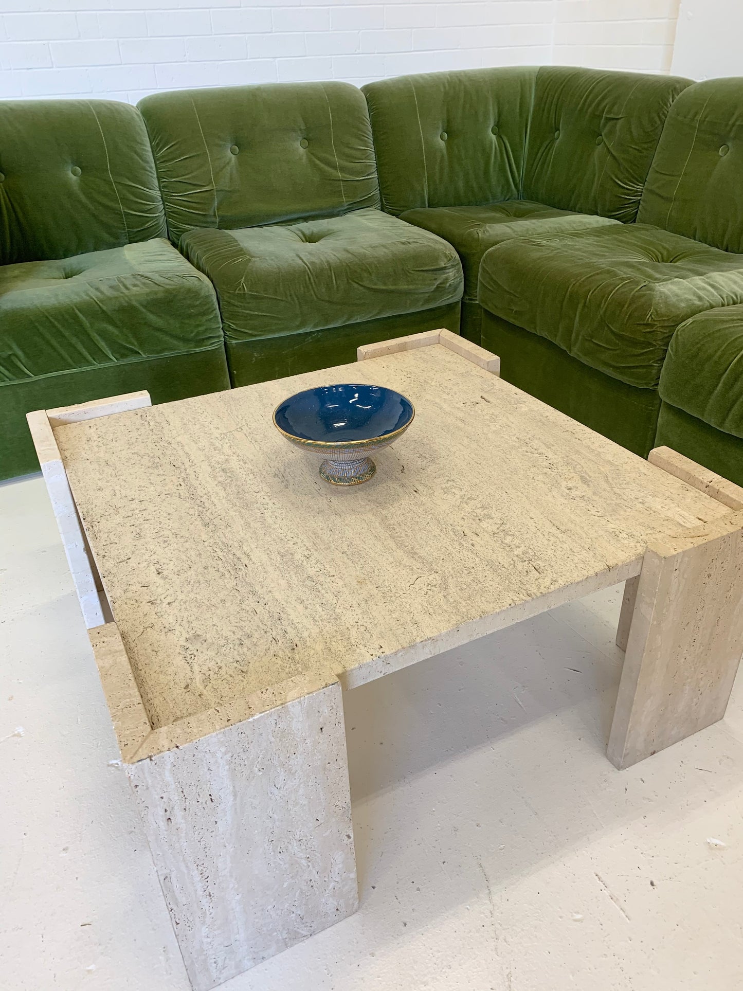 Vintage Unfilled Travertine Coffee Table