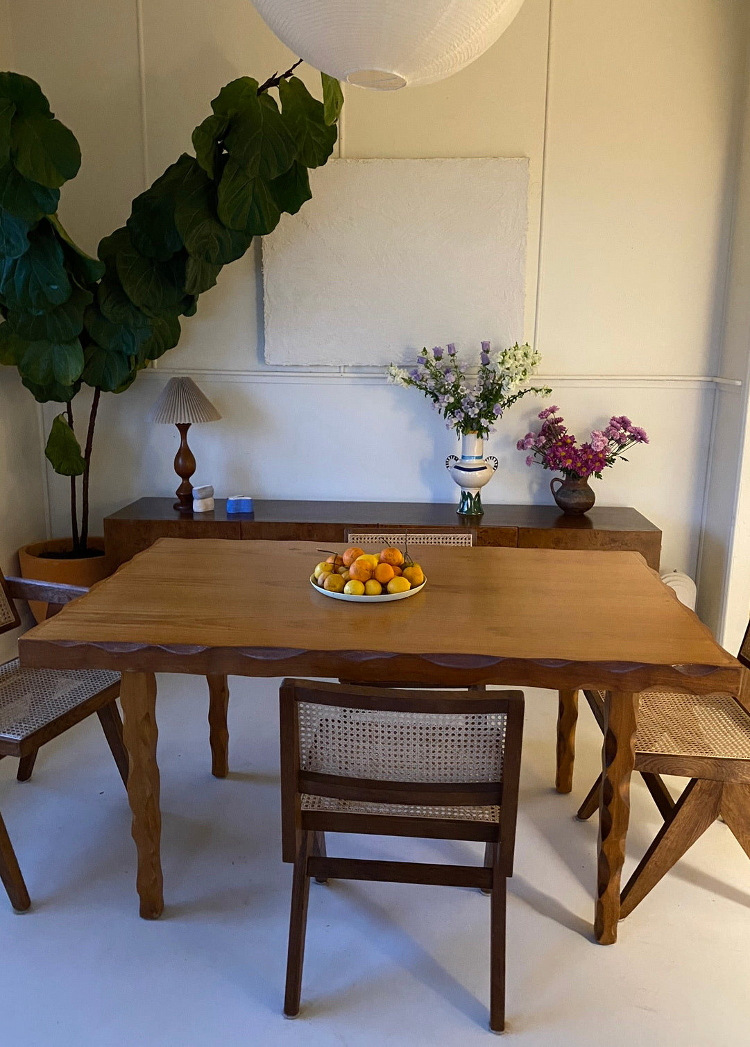 Primitive Wavy Carved Table