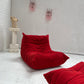 Vintage Ligne Roset Togo Fireside & Ottoman Set - Red Suede