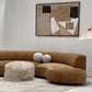 Curved Dark Caramel Chambray Velvet Sofa
