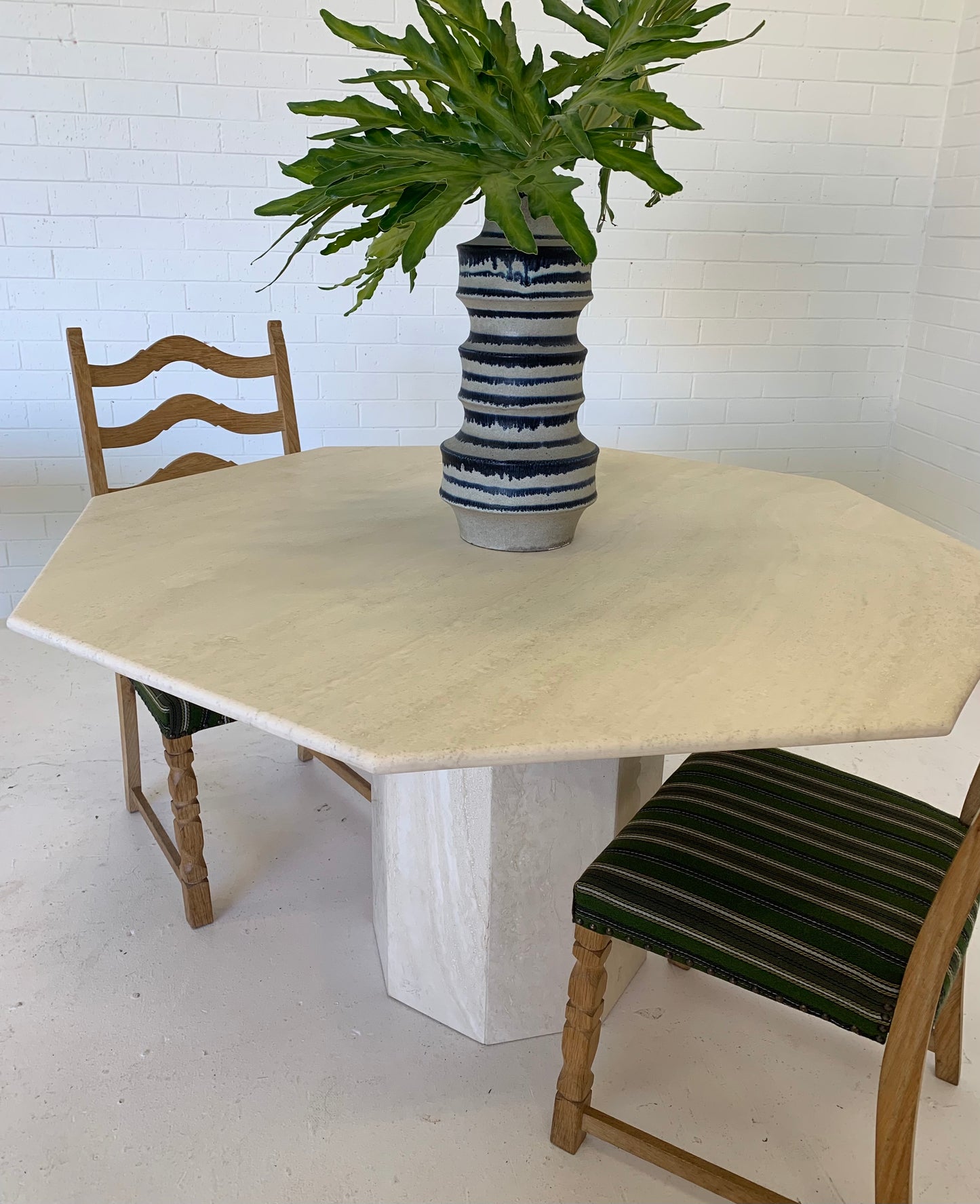 Vintage Honed Travertine Dining Table
