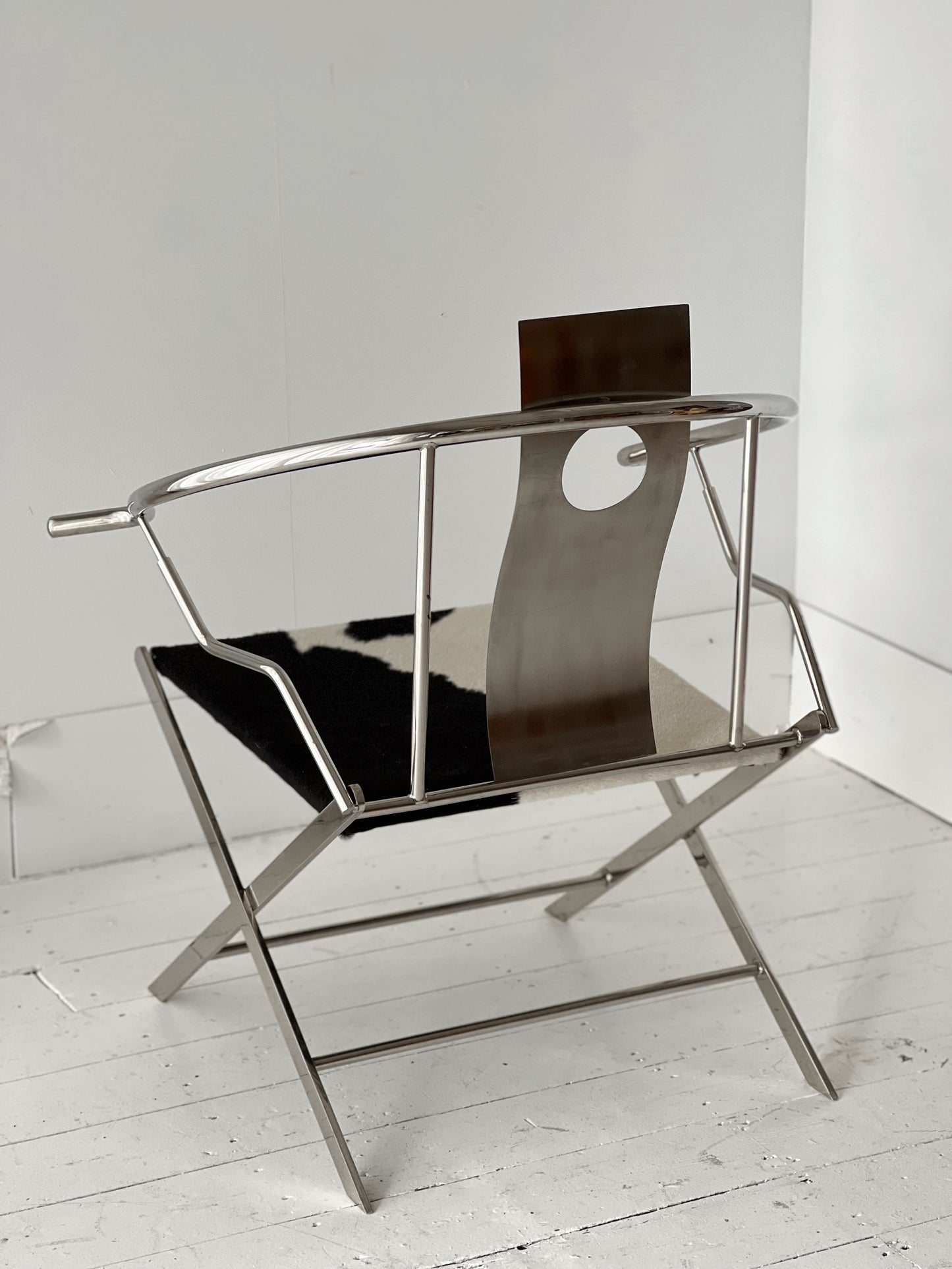 Chrome & Cow-Hide Lounge Chair