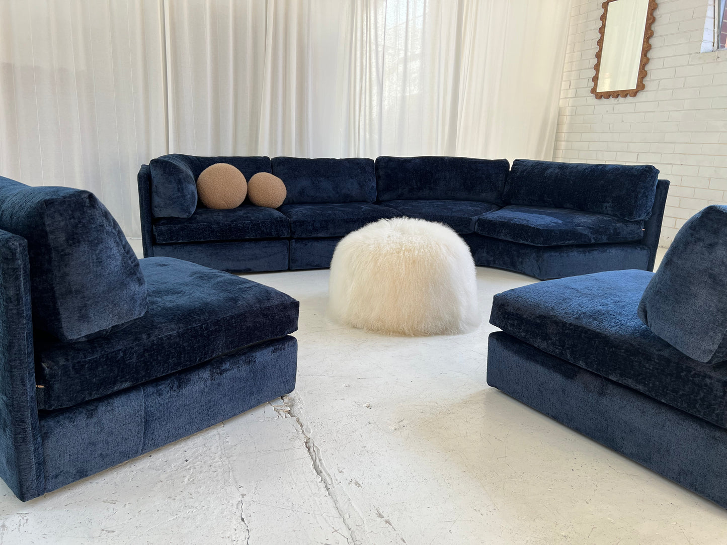 - Bespoke Curved Midnight Chenille Modular Sofa