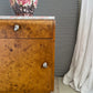 - Set of Two Burl Bedside Tables With Norwegian Rose Marble Tops