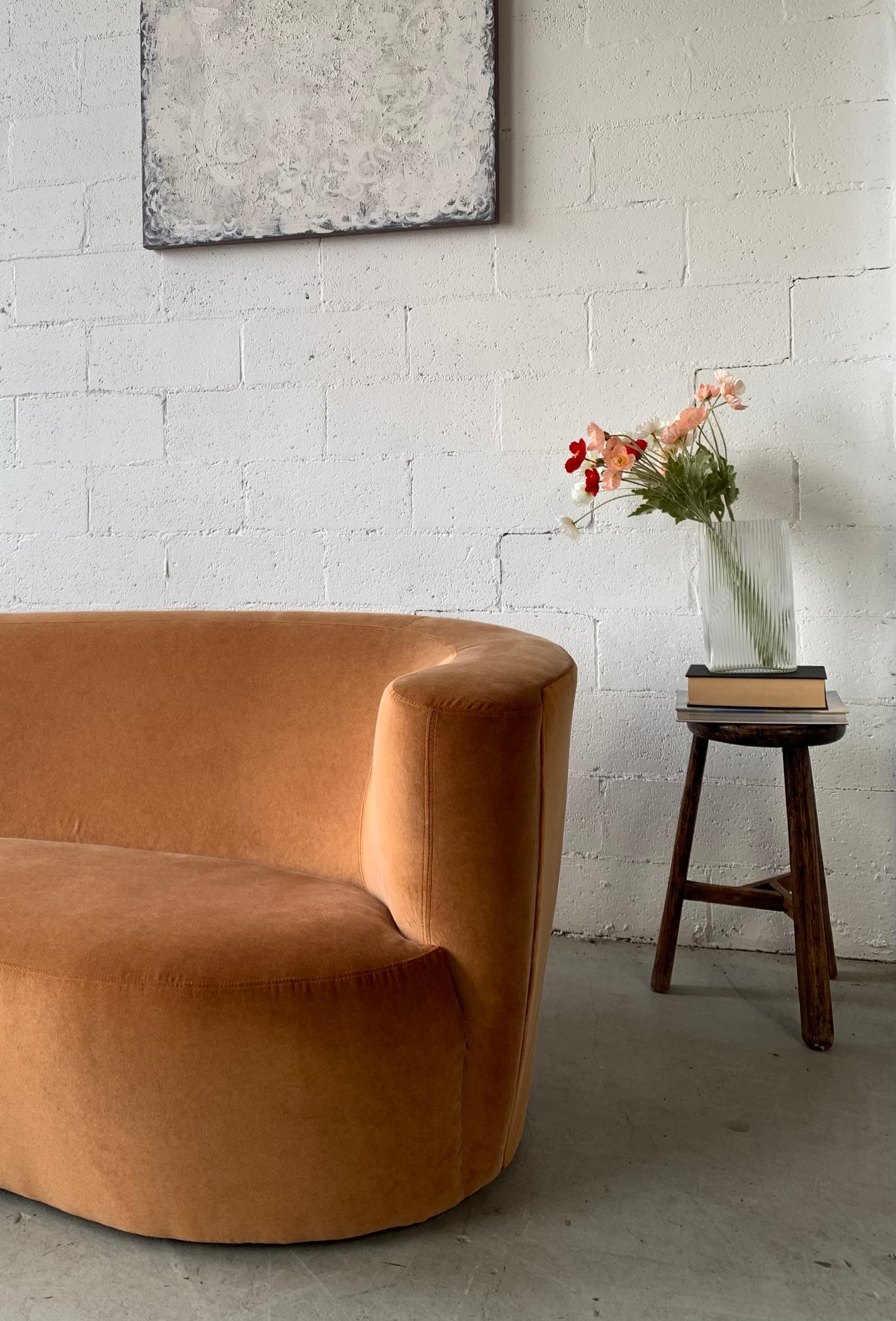 Bespoke Curved Sofa in Ginger Velvet