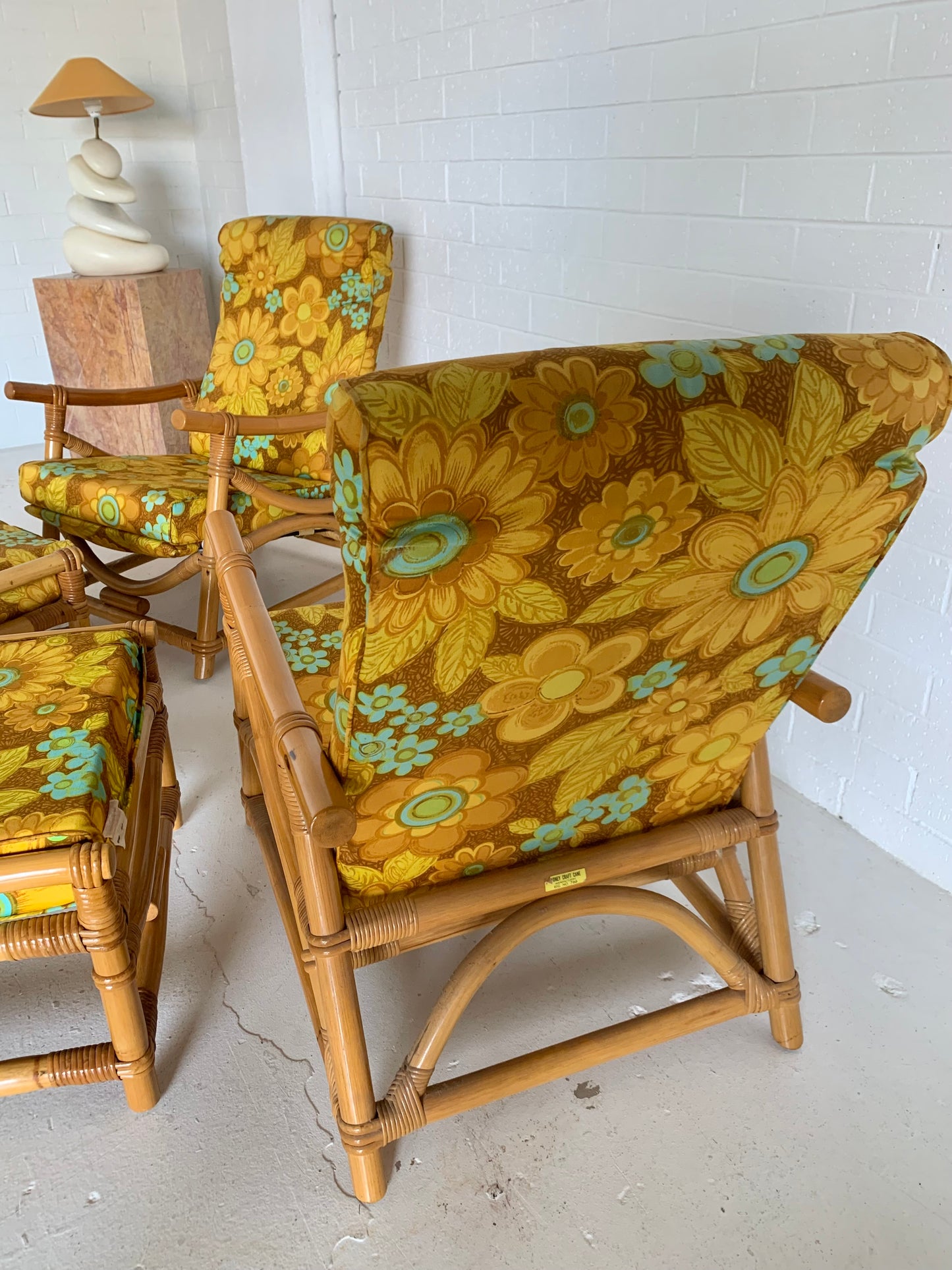 Bamboo Reclining Armchair and Foot Stool - Two Available