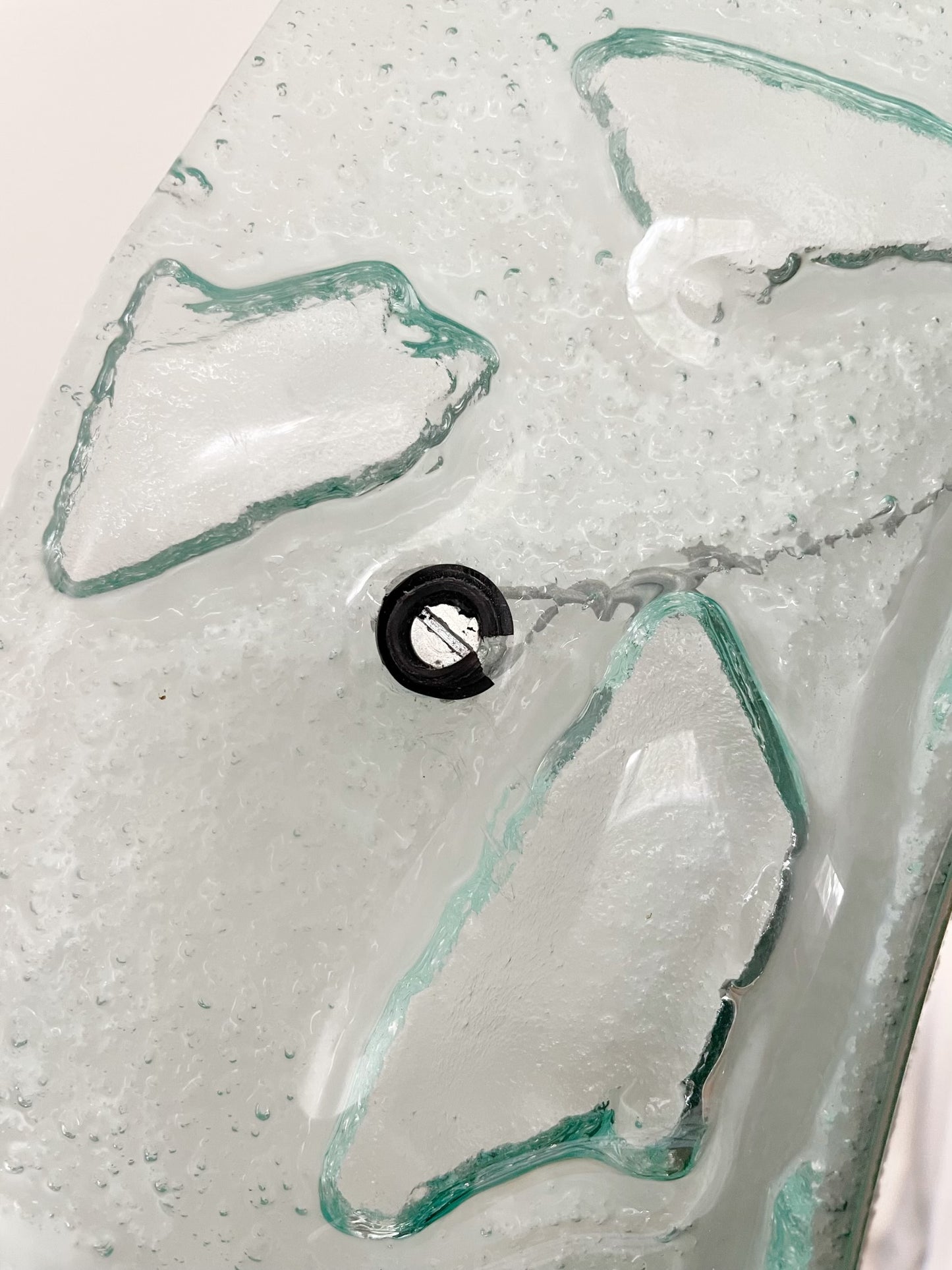 Glass Frame Round Mirror.