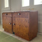 - Set of Two Burl Bedside Tables With Norwegian Rose Marble Tops
