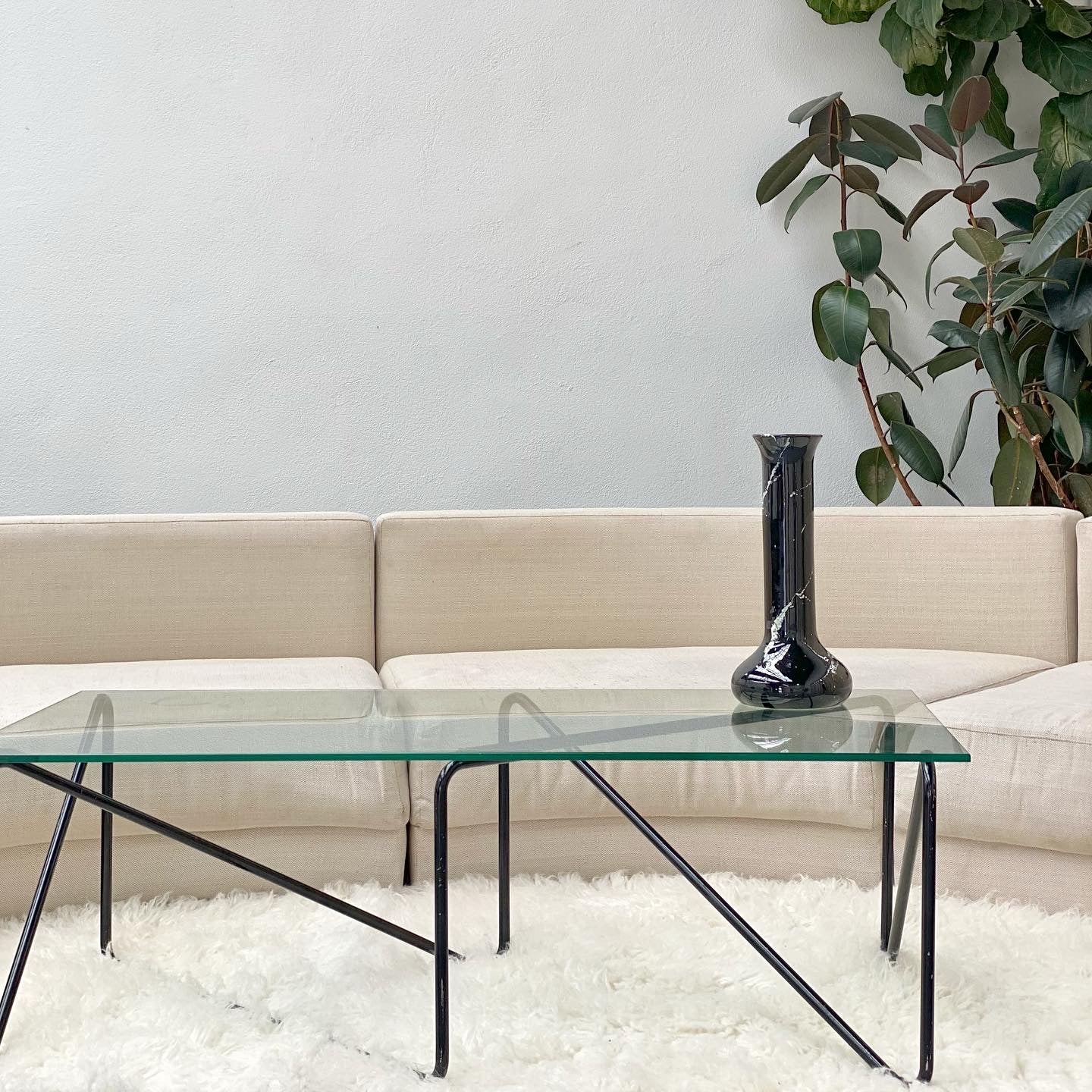 Geometric Glass Top Coffee Table