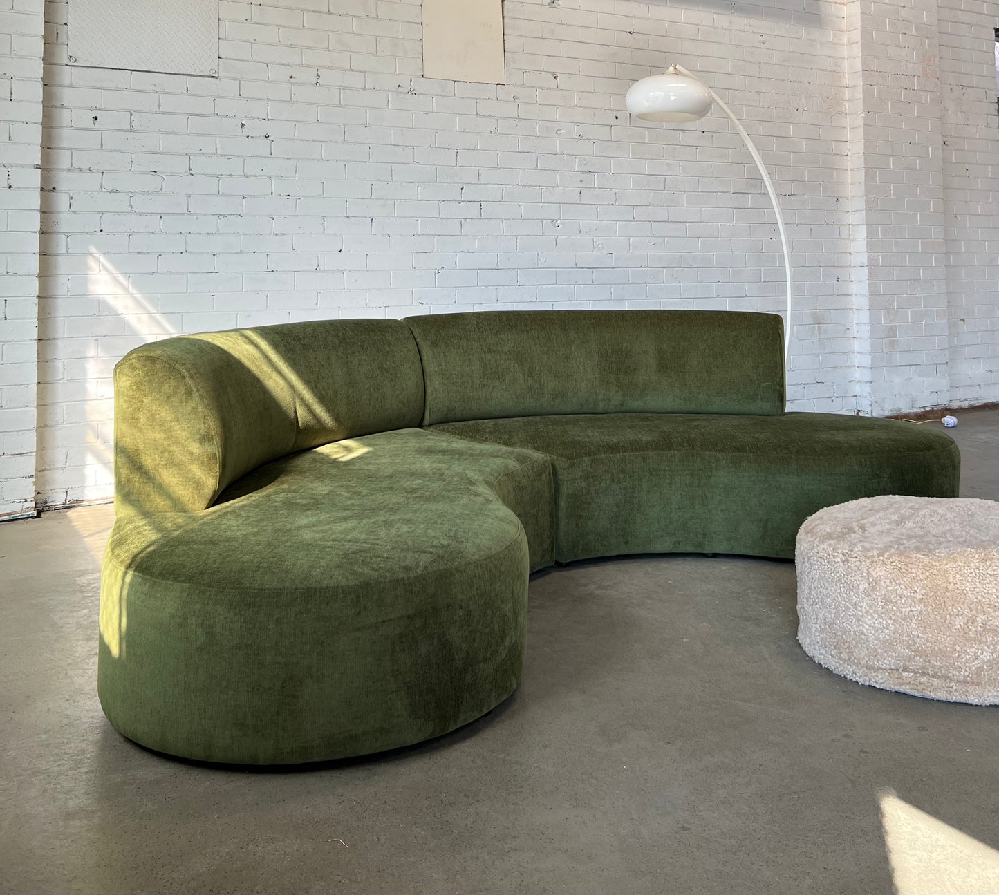 Bespoke Curved Sofa in Deep Botanical Green